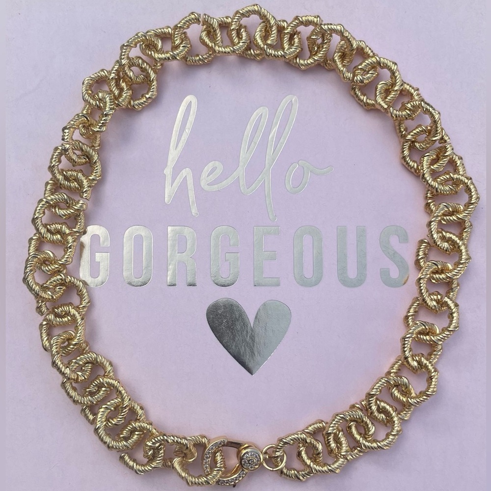 Gold Rope Link Necklace - Women's Fashion Jewelry - Picture 1 of 3